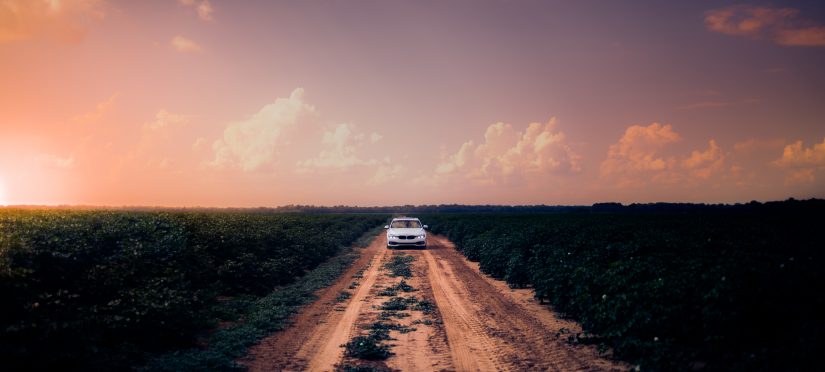 Car clouds countryside